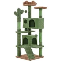 Yaheetech Kratzbaum 138 cm (H), Moderner Katzenbaum Katzenkratzbaum in Kaktus-Form, 2 Katzenhöhle