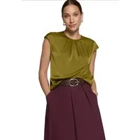 Zero Satinbluse Damen mit Rundhalsausschnitt