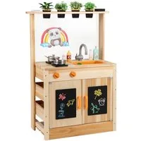KOMFOTTEU Outdoor-Spielküche, Matschküche mit Pflanzentöpfen, Herdplatten