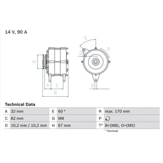 Bosch Lichtmaschine 90A Audi Seat VW 0986036660