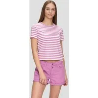QS Kurzarmshirt T-Shirt Baumwoll-T-Shirt mit Streifenmuster