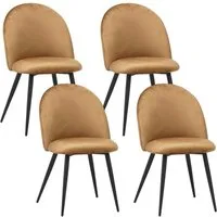 Albatros International Esszimmerstuhl Esszimmer Stühle 4 er Set CAPO, Stuhl Stühle Esszimmerstühle, Küche (4er Set, Braun, Samt Bezug), Küchenstuhl Küchenstühle Essstühle für den Esstisch Ess Stühle