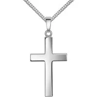 JEVELION Kette mit Anhänger Kreuzanhänger Silber - Made in Germany (Silberanhänger, für Damen und Herren), Mit Silberkette 925 - Länge wählbar 36 - 70 cm.