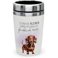 La Vida Thermobecher Thermobecher Isolierbecher Kaffeebecher To Go 240ml la vida Dackel, Material: Edelstahl, Kunststoff