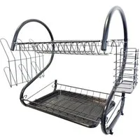 Maestro Geschirrständer MR-1025-38-BLACK Geschirrtrockner mit 2 Etagen 38cm