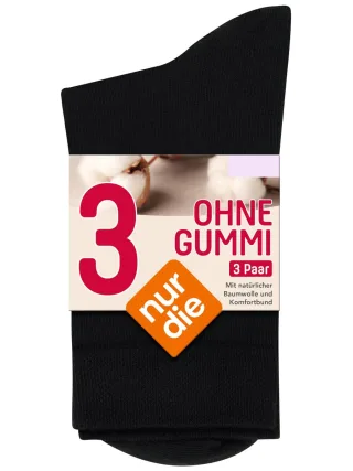 NUR DIE Damen Socken Ohne Gummi 3er Pack