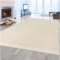 Carpetia Teppich Handgewebter Wollteppich in edlem Creme für ihr Schlafzimmer, rechteckig
