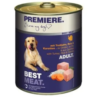 PREMIERE Best Meat Nassfutter Hund, Adult, Truthahn und Gemüse 24x800 g