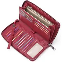 Diwzbyn Geldbörse Damen Geldbörse Portemonnaie,viel Kartenfächer Vintage, Clutch mit Reißverschluss, Armband und RFID-Schutz