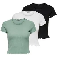 ONLY T-Shirt Damen T-Shirt 3er Pack Polyester (Packung, 3er Pack)