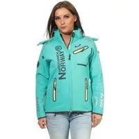 Geographical Norway Softshelljacke Damen Softshell Windbreaker Regen Outdoor Jacke in Unifarbe, mit abnehmbarer Kapuze, mit Stehkragen