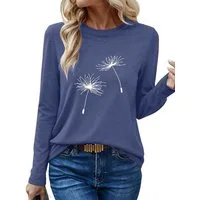 PYLIKE Longsleeve Damen bequemes Winter Longsleeve Shirt Lockere Tops mit Löwenzahn Geeignet für den täglichen Gebrauch im Büro und zu Hause