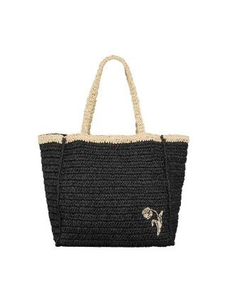 beck söndergaard - Geräumiger Shopper aus Papierstroh schwarz - Gr. - OS