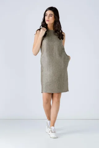 Ärmelloses Sackkleid mit Taschen