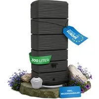 YourCasa Regentonne AquaWall 300 Liter Anthrazit schmal mit Regensammler Set, 300 l