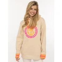 Zwillingsherz Hoodie Langarm, Kapuze, Neon-Details, Kordelzug, Frontprint, Kängurutasche