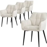 ML-DESIGN Polsterstuhl Esszimmerstuhl mit dickem gepolsterter Sitz Rücken- und Armlehnen (4 St), Wohnzimmerstuhl aus Frotteestoff Creme Loungesessel Küchenstuhl
