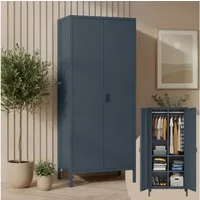 skølm Kleiderschrank Ituri aus Metall (Anthrazit) Metallschrank mit 6 Fächern & 2 Kleiderstangen, 170x80x45 cm