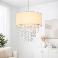 ZMH Pendelleuchte Esszimmer E27 Modern Kristall Stoff Hängeleuchte Wohnzimmer Flur, Einfache Installtion, ohne Leuchtmittel, 192CM Höhenverstellbar Hängend Pendellampe Schlafzimmer