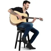 Classic Cantabile Sitzhocker Pub-Hocker für Gitarre - Perfekt für Gitarristen und Musikliebhaber, Höhe: 63 cm, Fußstütze auf 24 cm Höhe, drehbare Kunstleder Sitzfläche