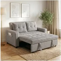 HOMCOM Schlafsofa Sofa mit Schlaffunktion Schlafcouch mit verstellbarer Rückenlehne, Set 1 Teile, für Wohnzimmer, Hellgrau