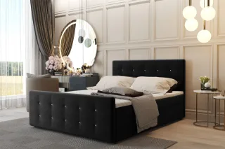 Boxspringbett Schlafzimmerbett CARLOS 180x220cm Stoff Cosmic Schwarz inkl.Bet...