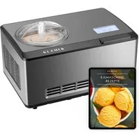 KLAMER Eismaschine mit Kompressor 2L 180W, Edelstahl, 2-in-1 Joghurtbereiter, Kühl- & He…, 2 l, 180 W, Raffiniertes Rührsystem, Nachfüllklappe, digitales Rezeptbuch