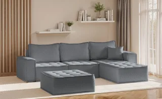 Ecksofa Modulsofa 4-teilig SANDE Stoff Alpine Anthrazit Ottomane Rechts