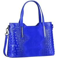 ITALYSHOP24 Schultertasche Made in Italy Damen echt Leder Henkeltasche Shopper Lederhandtasche, Kroko Muster, Italienische Umhängetasche Cross Over Body Bag, Premium