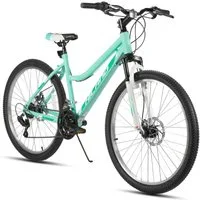HILAND Mountainbike 26 Zoll Damen Fahrrad, MTB für Damen und Erwachsene, Mit 18-Gang und gefederte Vorderradgabel, mechanische Scheibenbremsen