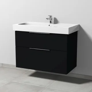Sanipa 3way Waschtischunterbau zu Geberit iCon Waschtisch mit 2 Auszügen, Schwarz-Matt UF65208