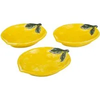 Levandeo® Dekoteller, 3er Set Teller Zitrone Keramik 16cm Sommer Obst Dekoschale Tischdeko