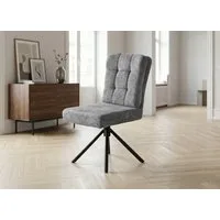Massivart® Polsterstuhl drehbar, Esszimmerstuhl mit Wippfunktion und Taschenfederkern, »Hedia«, Chenille-Optik · Metallgestell schwarz · mit Nivellierung