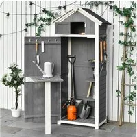 Outsunny Gerätehaus Gartenschrank Holz, Geräteschuppen wetterfest, Satteldach, BxT: 78x52.5 cm, (Geräteschuppen, 1 St., Gartenschrank), für Garten, Dunkelgrau