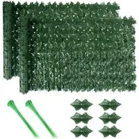 BlingBin Kunsthecken-Sichtschutz Balkonsichtschutz künstliche Sichtschutzhecke mit Grünen Blättern, (2er Set, 2-St., 2 Stück – je 300 x 100 cm), künstlicher Blätterzaun für Balkon, Gartenzaun, wetterbeständiger