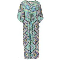 Guru-Shop Kimono Kimonokleid, seidig glänzender Boho Kimono,.., alternative Bekleidung