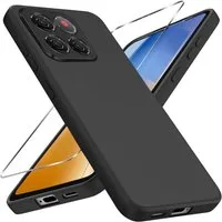 Wigento Handyhülle Für ZTE Blade A56 Silikon TPU Schutz Hülle Schwarz + 9H Hart Glas, Produktset TPU Hülle mit Hart Glas