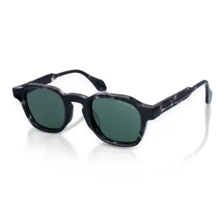 De-Gamme – Schwarze, quadratische polarisierte Sonnenbrille mit geometrischem Rahmen – Saint Marlo