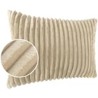 Kisska Dekokissen LILLI BIG CORD Velour Ambiente dekorieren, Kissenüberzug ohne Füllung BIG-Cord UNI 50x30cm Einfarbig Creme