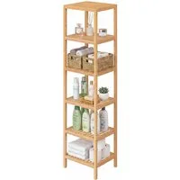 SONGMICS Badregal Badezimmerregal, Küchenregal, für Bad, Wohnzimmer, Flur, Küche, Schuhregal mit 6 Ebenen, Standregal aus Bambus, 33 x 33 x 178,5 cm