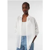 comma Langarmbluse Bluse Semitransparente Ramie-Bluse in Oversize