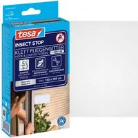 tesa Fliegengitter-Gewebe Premium für Fenster, Insektenschutz mit Klettband, (Packung, 1-St., Fliegennetz, Klettband, Andrück und Schneidehilfe), selbstklebende Insektenschutz - 130 cm x 130 cm