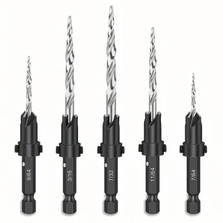 5PCS Countersink Set Countersink HSS Conical Countersink With 1 Hex Wrench Woodworking Countersink Bit