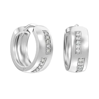 Huggie-Ohrringe für Frauen mit eingestellten Zirkonia 925 Sterling Silber BIPE017