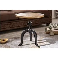 riess-ambiente Beistelltisch ENGINEER Ø50cm natur / schwarz (Einzelartikel, 1-St), Wohnzimmer · Massivholz · Eisen · rund · höhenverstellbar · Industrial