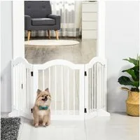 PawHut Hundegitter Hund Türschutzgitter Faltbar mit 2 Stützfüßen (Absperrgitter, 1 St., Absperrgitter), für Küche, Flur, Weiß
