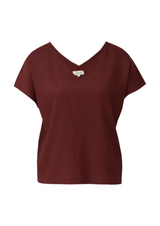 s.Oliver Red Label - T-Shirt mit V-Ausschnitt rot - Gr. - 46