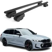 OMAC Dachträger Gepäckträger für BMW 3er Touring 2019-2021 ABE Aluminium Schwarz (2-St), Wasserbeständig,Abnehmbar,Multifunktional,Leichtgewichtig