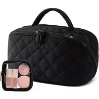 Zaewry Kosmetiktasche Damen Kosmetiktasche, Umfangsreich Kapazität Reise Make-up Tasche, Schlichter Optik Tragbarer Make-up Tasche,Weit geöffnete Tasche