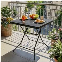 TLGREEN Gartentisch Buffettisch Klappbar 80*80*74cm (Holz-Optik Balkontisch mit Stahlrahmen, Wetterfest Campingtisch, Tragbarer Klein Esstisch), für Garten, Terrasse, Picknick & Party, Hohe Stabilität